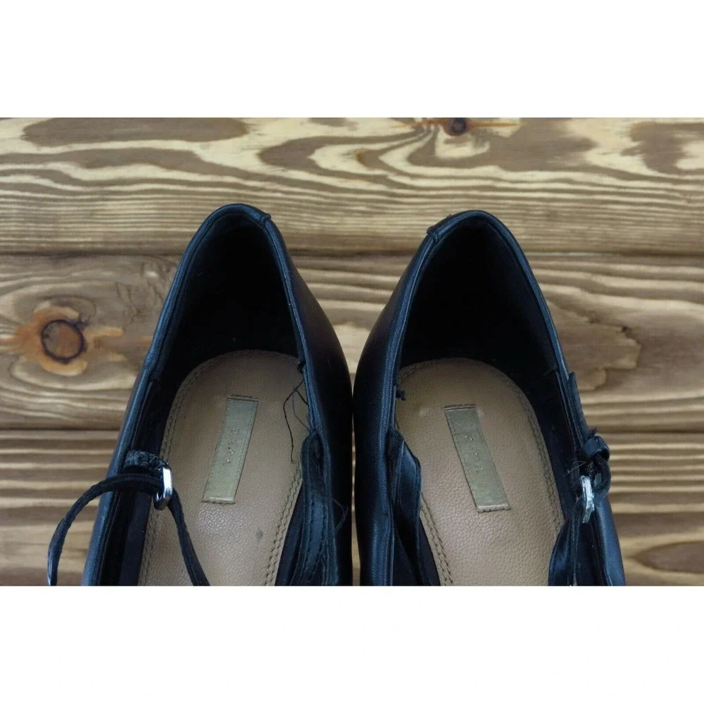 Zara‎ Size 40 M Black Open Toe Wedge Leather Women